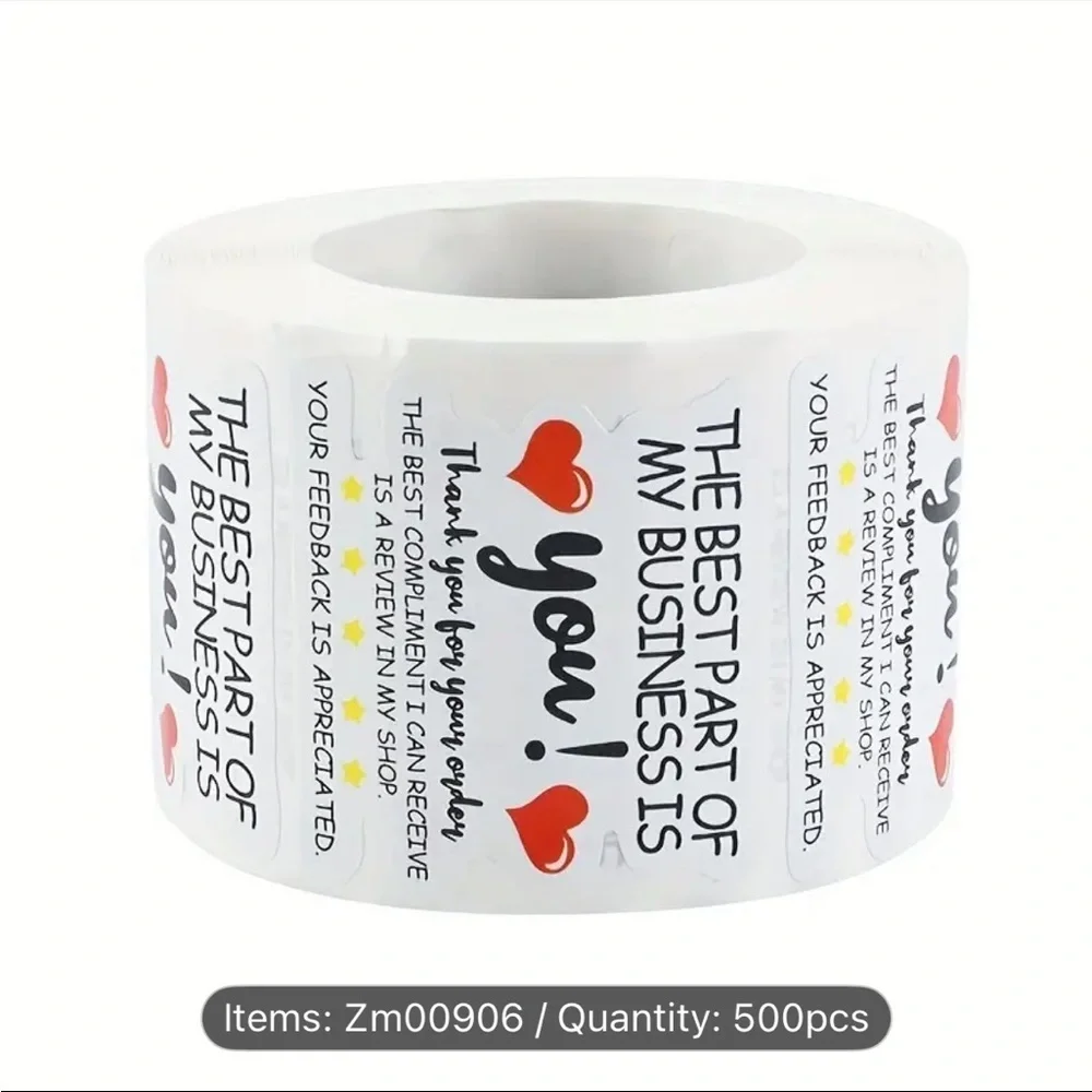 500 Heart Design Thank You Business Stickers